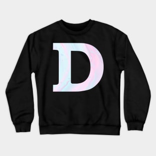 The Letter D Blue and Pink Marble Design Crewneck Sweatshirt